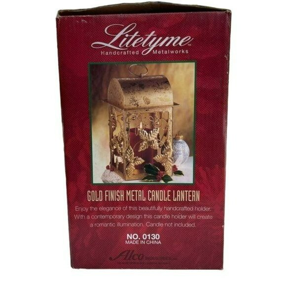 Gold Finish Metal Candle Lantern Handcrafted Metalworks‎ 9x6inch - Picture 10 of 11